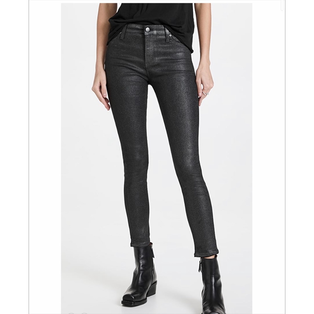Last price drop! AG Farrah Skinny High Rise Stretch Jeans Coated Lightweight Blk